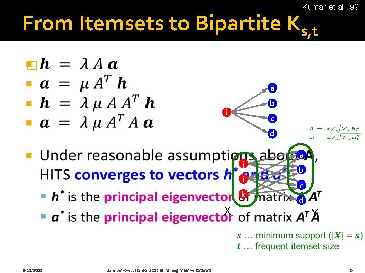 [Kumar et al. ‘ 99] From Itemsets to Bipartite Ks, t � a b
