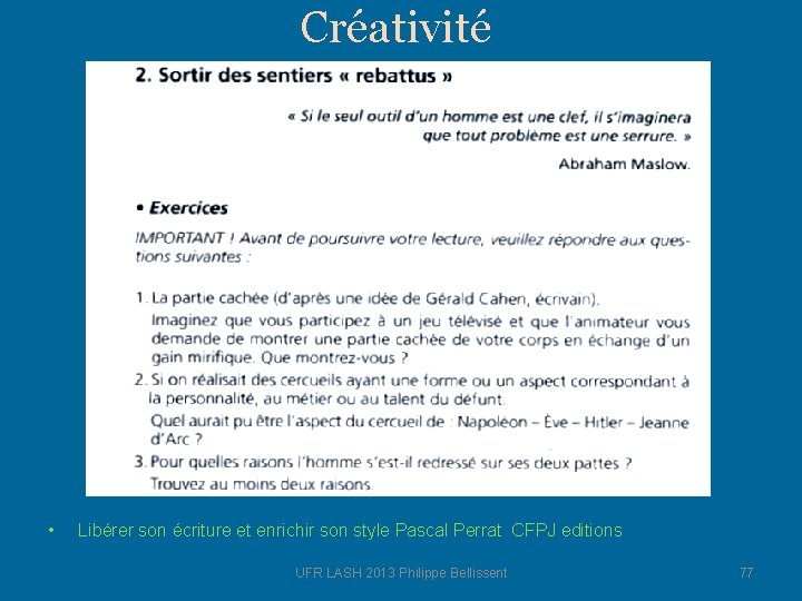 Créativité • Libérer son écriture et enrichir son style Pascal Perrat CFPJ editions UFR