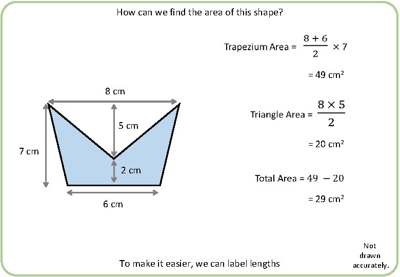 How can we find the area of this shape? = 49 cm 2 8