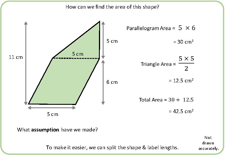 How can we find the area of this shape? 5 cm = 30 cm