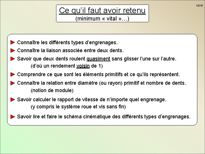 Ce qu’il faut avoir retenu (minimum « vital » …) Connaître les différents types