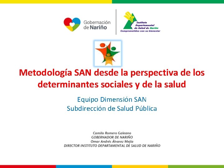 Metodología SAN desde la perspectiva de los determinantes sociales y de la salud Equipo