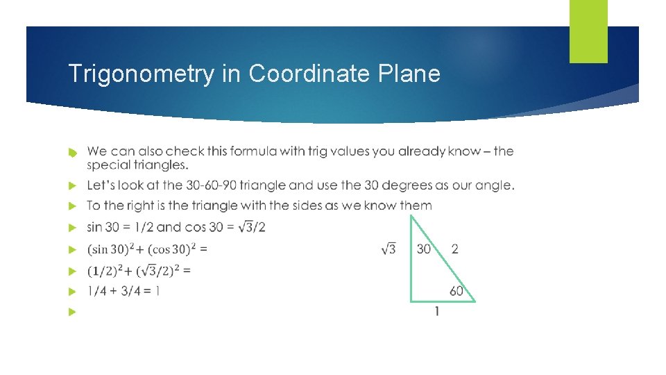 Trigonometry in Coordinate Plane 