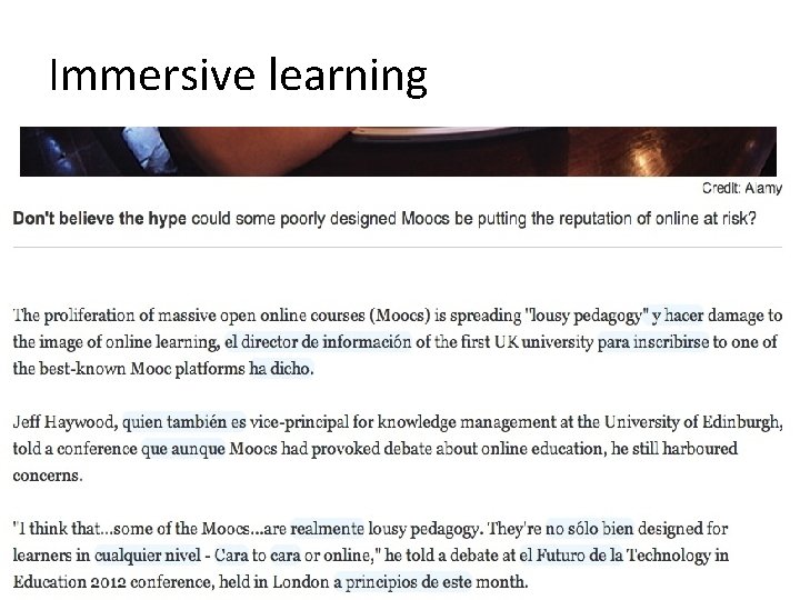 Immersive learning 