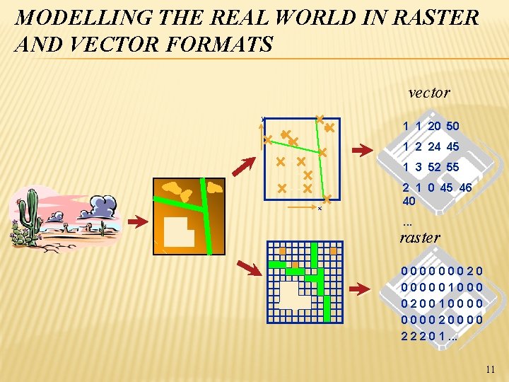 MODELLING THE REAL WORLD IN RASTER AND VECTOR FORMATS vector y 1 1 20