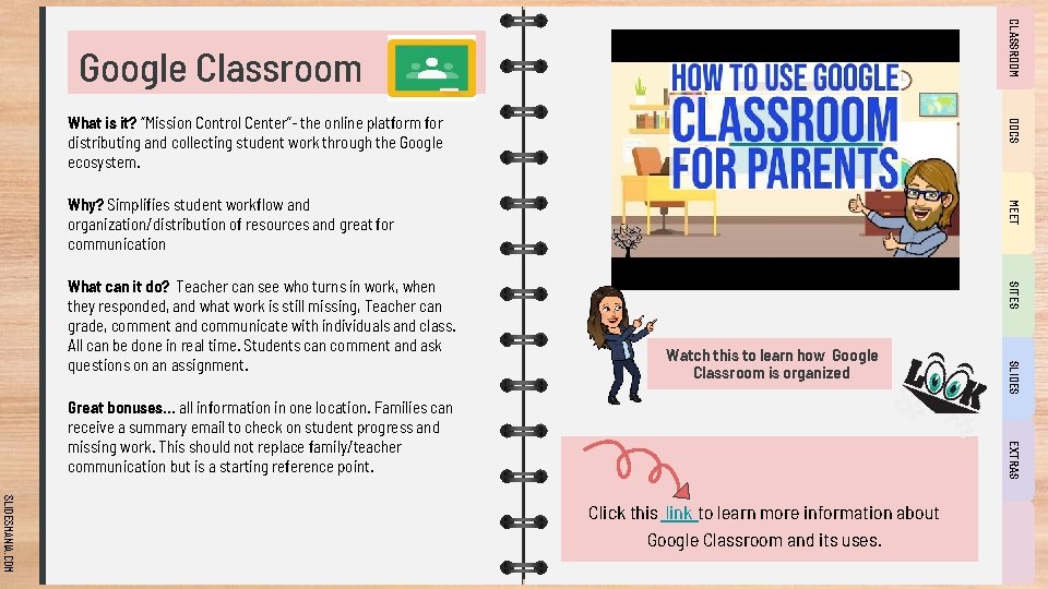 CLASSROOM Google Classroom DOCS What is it? “Mission Control Center”- the online platform for