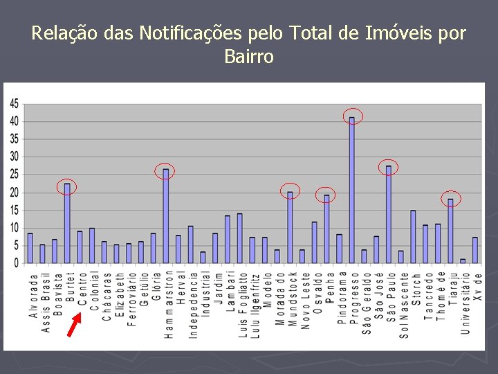 Relação das Notificações pelo Total de Imóveis por Bairro 