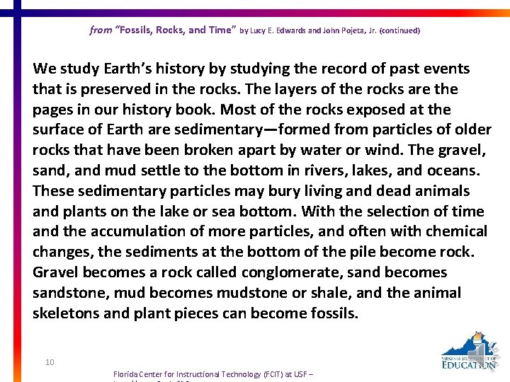 from “Fossils, Rocks, and Time” by Lucy E. Edwards and John Pojeta, Jr. (continued)