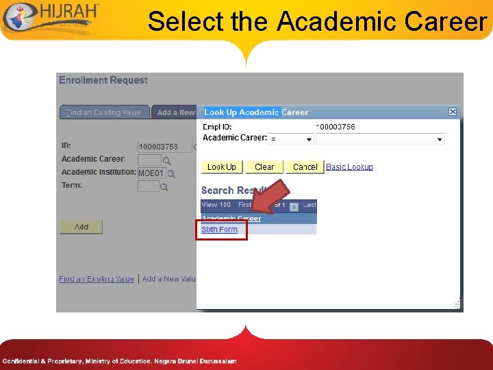 Select the Academic Career 