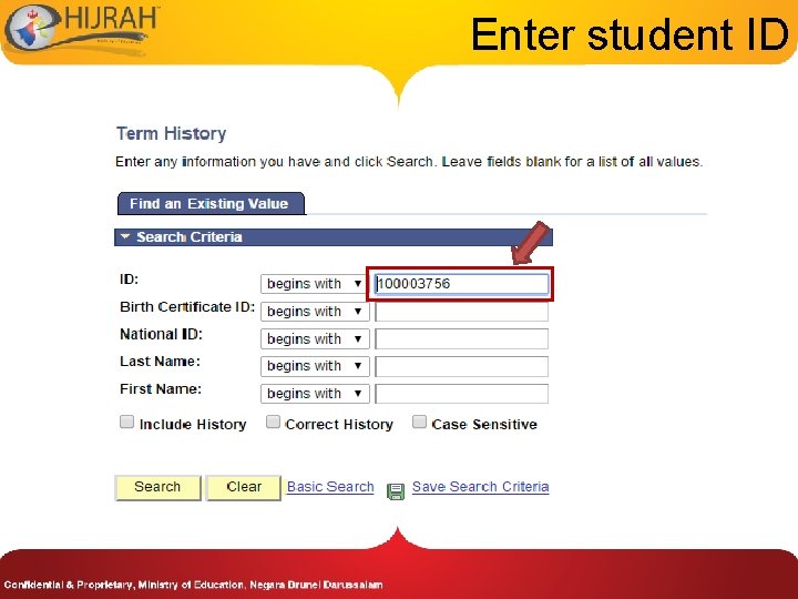 Enter student ID 