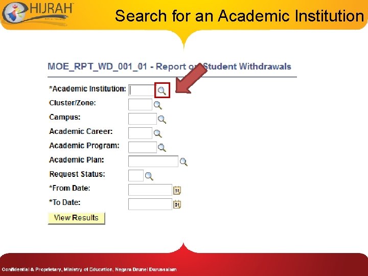 Search for an Academic Institution 