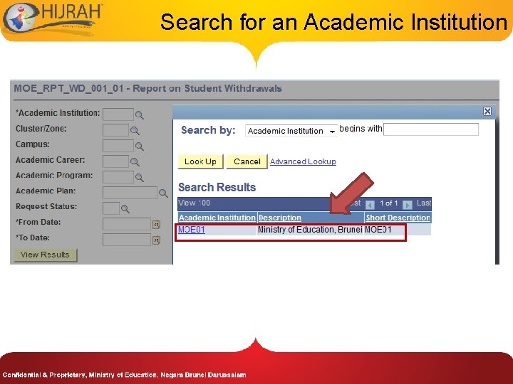 Search for an Academic Institution 