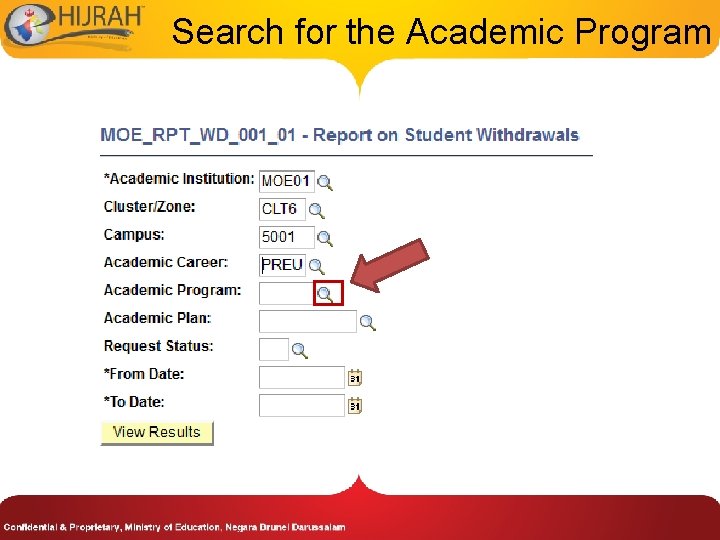 Search for the Academic Program 