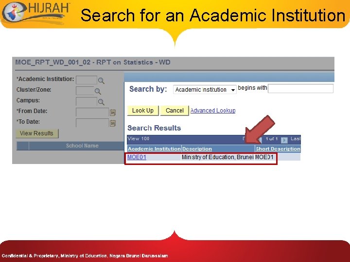 Search for an Academic Institution 