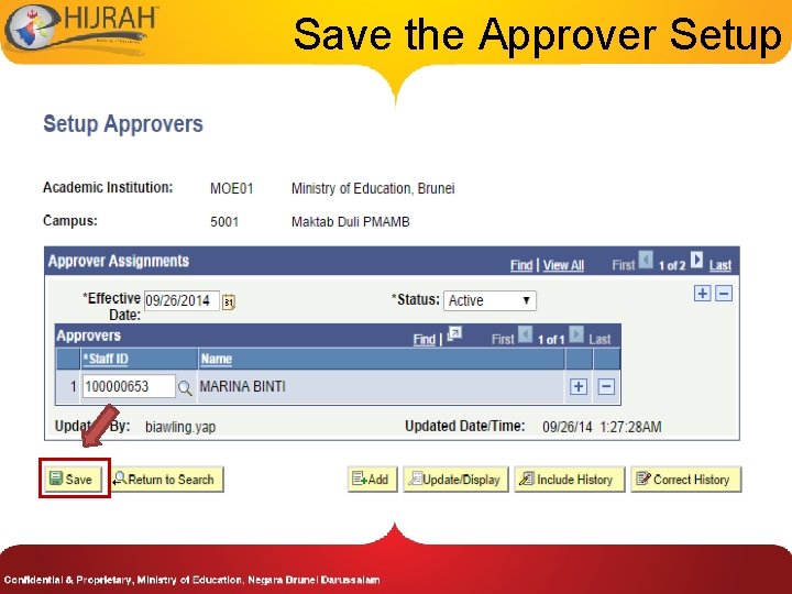 Save the Approver Setup 