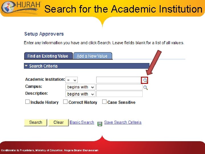 Search for the Academic Institution 