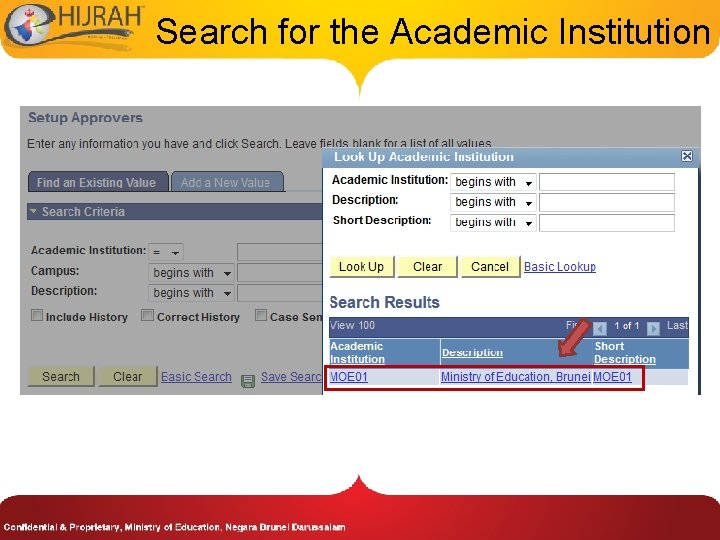 Search for the Academic Institution 