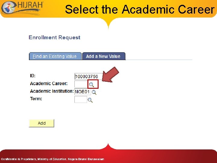 Select the Academic Career 