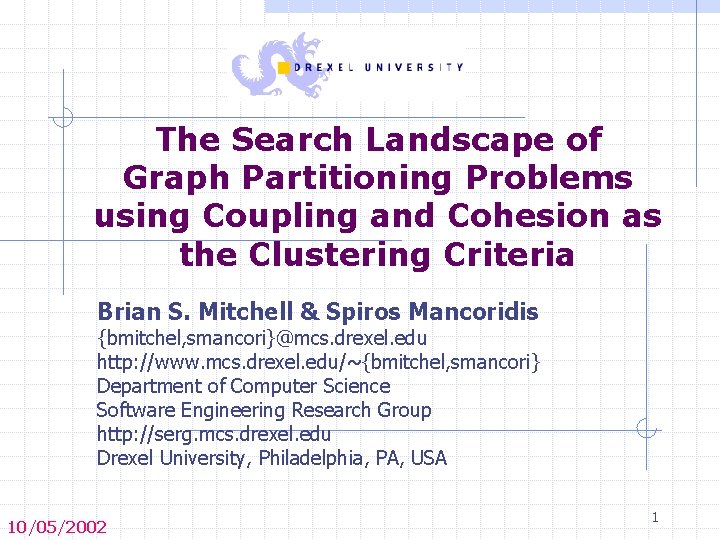The Search Landscape of Graph Partitioning Problems using Coupling and Cohesion as the Clustering