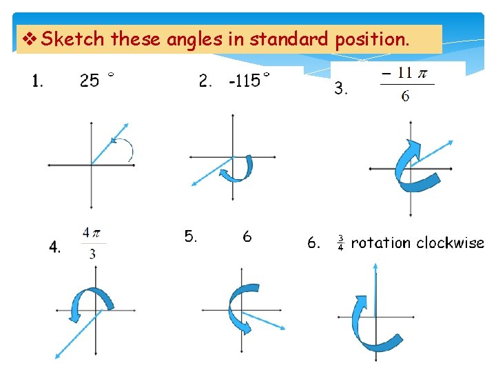  Sketch these angles in standard position. 