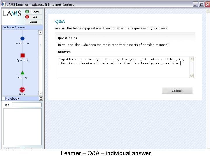 Learner – Q&A – individual answer 