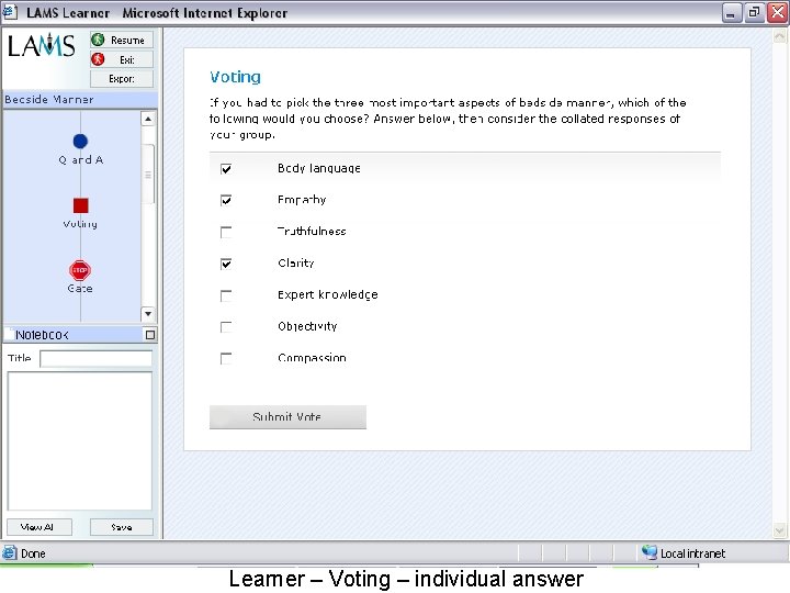 Learner – Voting – individual answer 