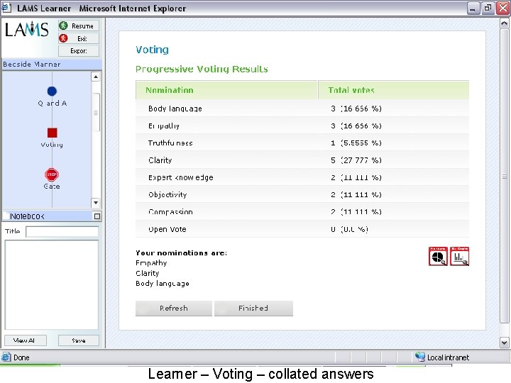 Learner – Voting – collated answers 