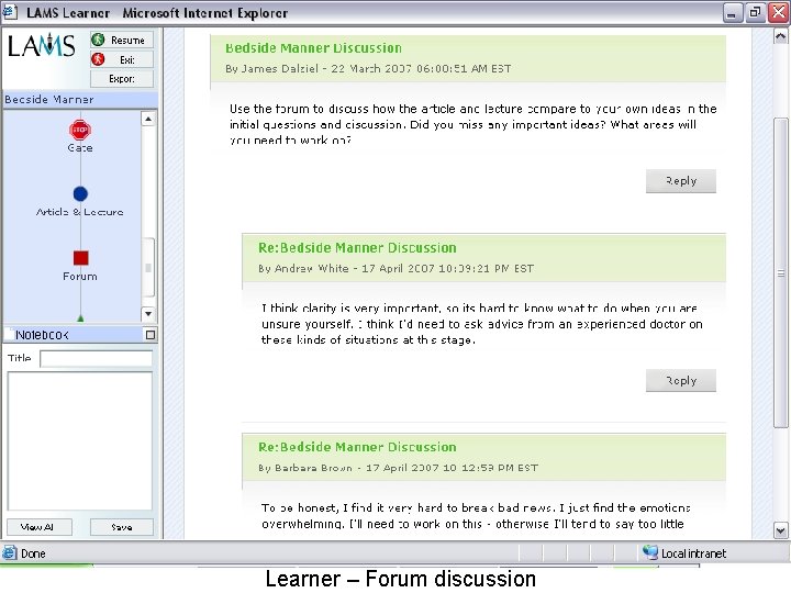 Learner – Forum discussion 