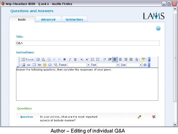 Author – Editing of individual Q&A 