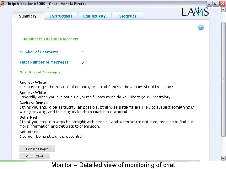 Monitor – Detailed view of monitoring of chat 