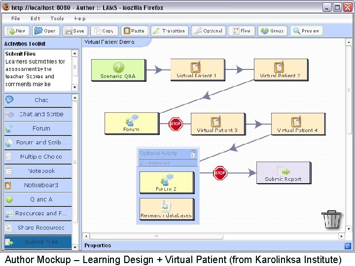 Author Mockup – Learning Design + Virtual Patient (from Karolinksa Institute) 