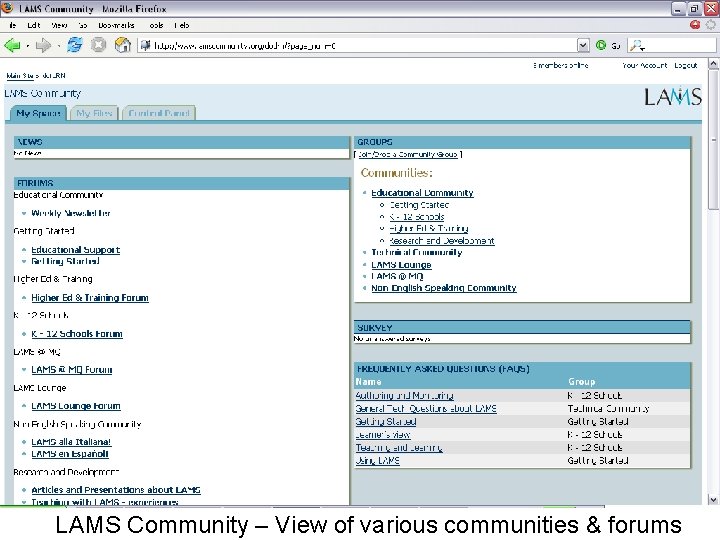 LAMS Community – View of various communities & forums 