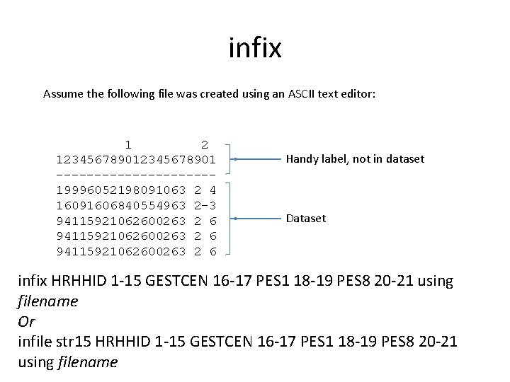 infix Assume the following file was created using an ASCII text editor: 1 2 infix Assume the following file was created using an ASCII text editor: 1 2