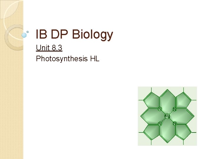 IB DP Biology Unit 8. 3 Photosynthesis HL 