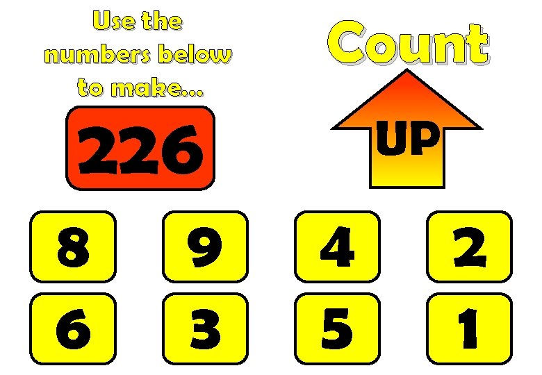 Use the numbers below to make… Count 226 8 6 9 3 UP 4