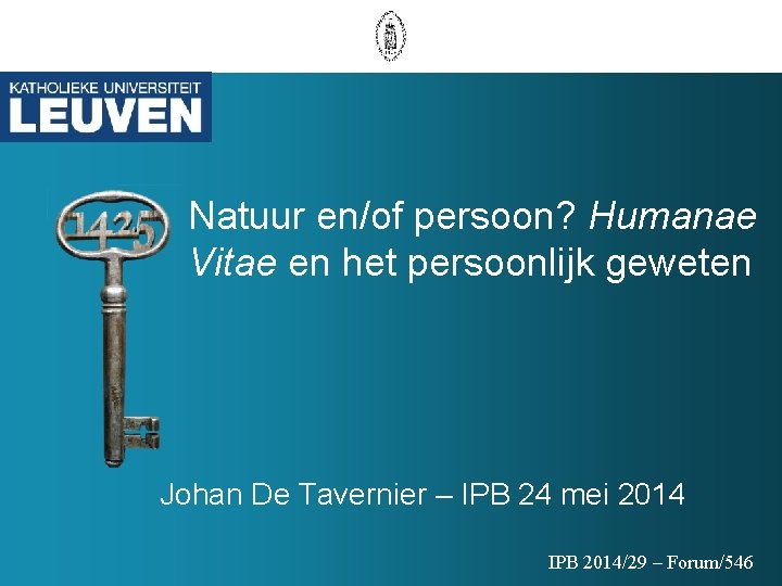 Natuur enof persoon Humanae Vitae en het persoonlijk