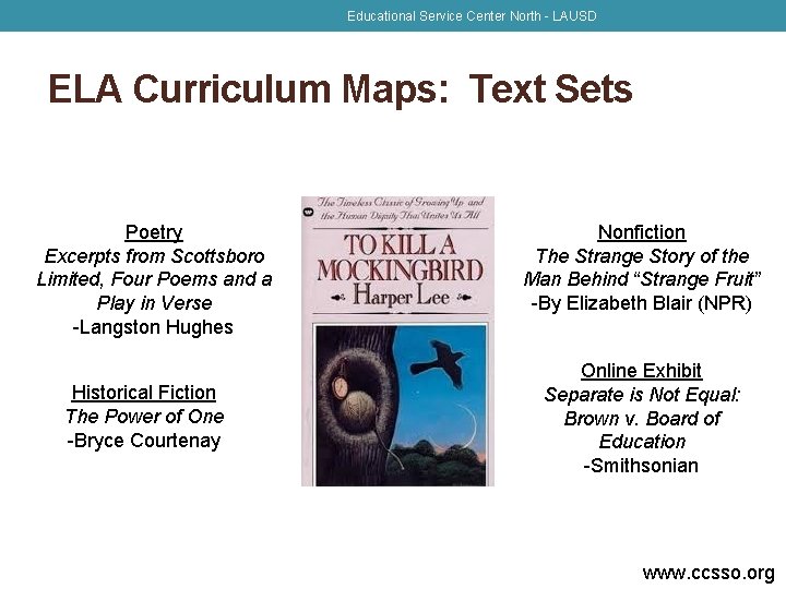 Educational Service Center North - LAUSD ELA Curriculum Maps: Text Sets Poetry Excerpts from