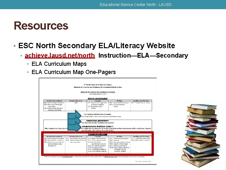 Educational Service Center North - LAUSD Resources • ESC North Secondary ELA/Literacy Website •