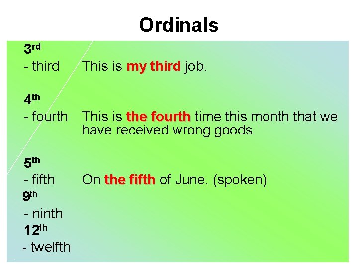 Third 3rd Numerals can be divided into cardinals ordinals fractions