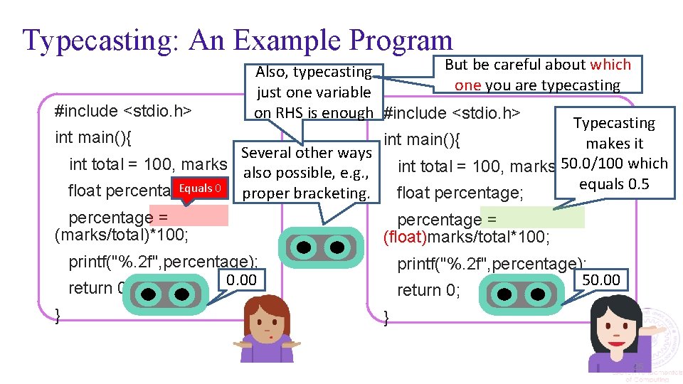 Typecasting: An Example Program But be careful about which Also, typecasting one you are
