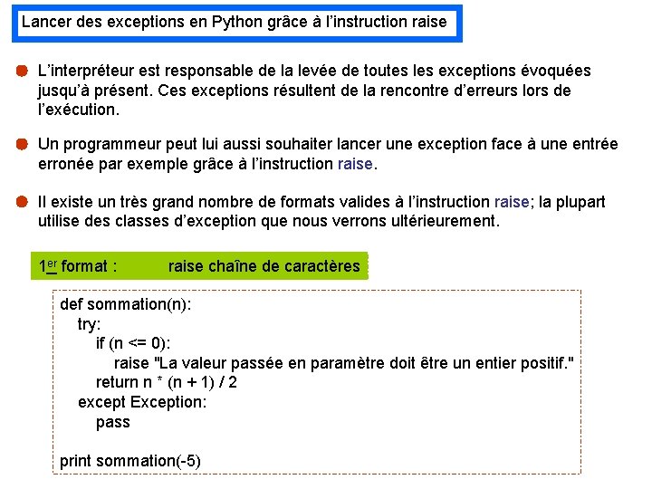 Gestion derreurs Erreurs syntaxiques et smantiques Mise en