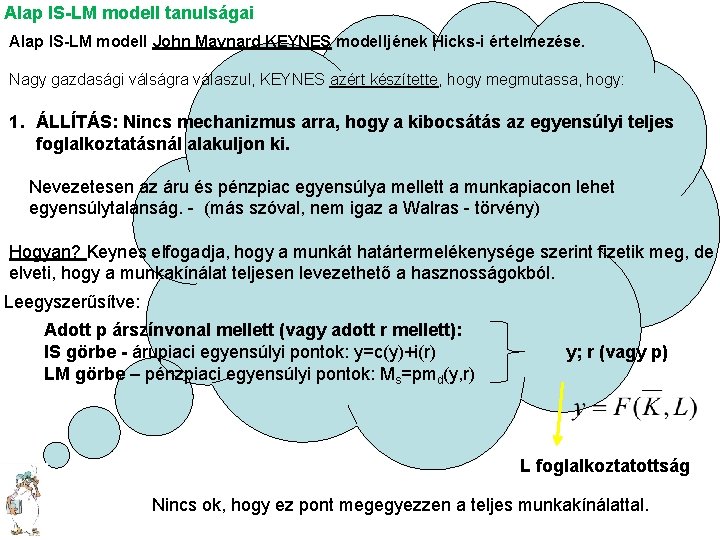 Alap IS-LM modell tanulságai Alap IS-LM modell John Maynard KEYNES modelljének Hicks-i értelmezése. Nagy