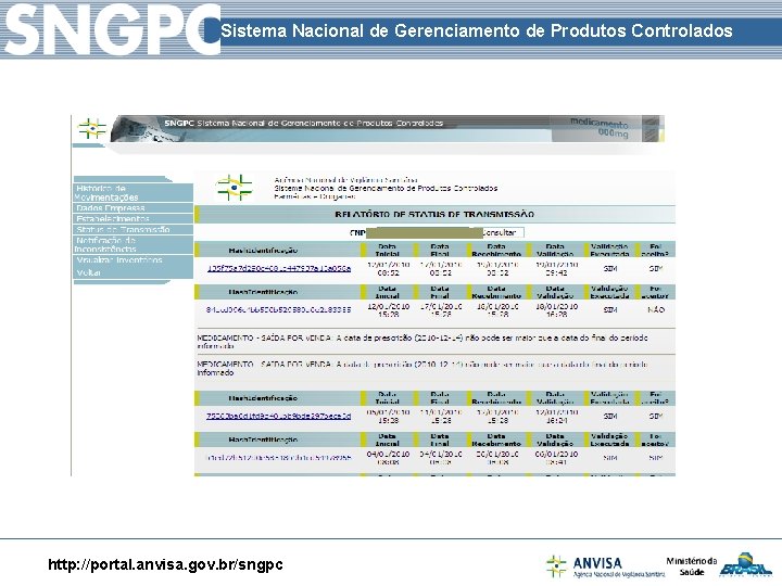 Sistema Nacional de Gerenciamento de Produtos Controlados http: //portal. anvisa. gov. br/sngpc 