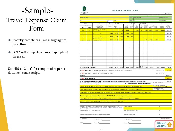-Sample. Travel Expense Claim Form v Faculty completes all areas highlighted in yellow v