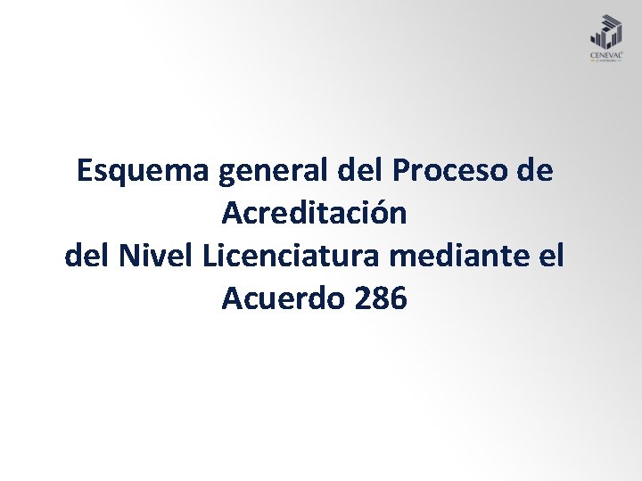 Esquema general del Proceso de Acreditación del Nivel Licenciatura mediante el Acuerdo 286 