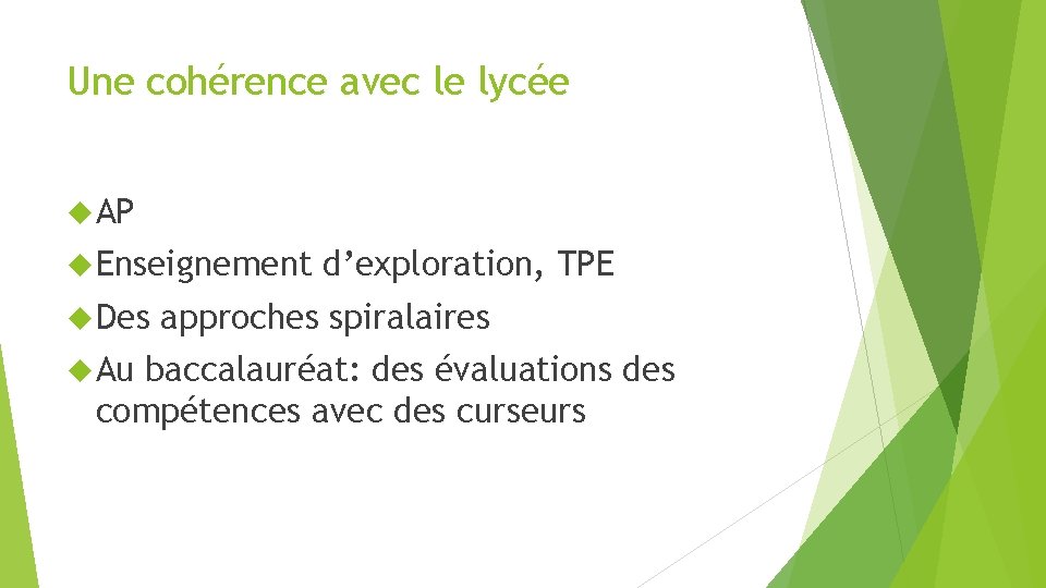 Une cohérence avec le lycée AP Enseignement Des Au d’exploration, TPE approches spiralaires baccalauréat: