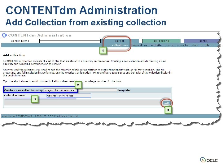 CONTENTdm Administration Add Collection from existing collection CONTENTdm Administration Add Collection from existing collection