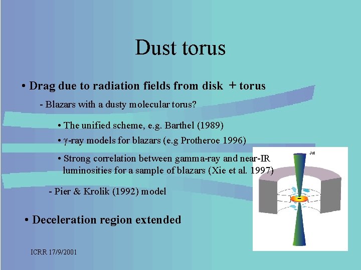 Dust torus • Drag due to radiation fields from disk + torus - Blazars