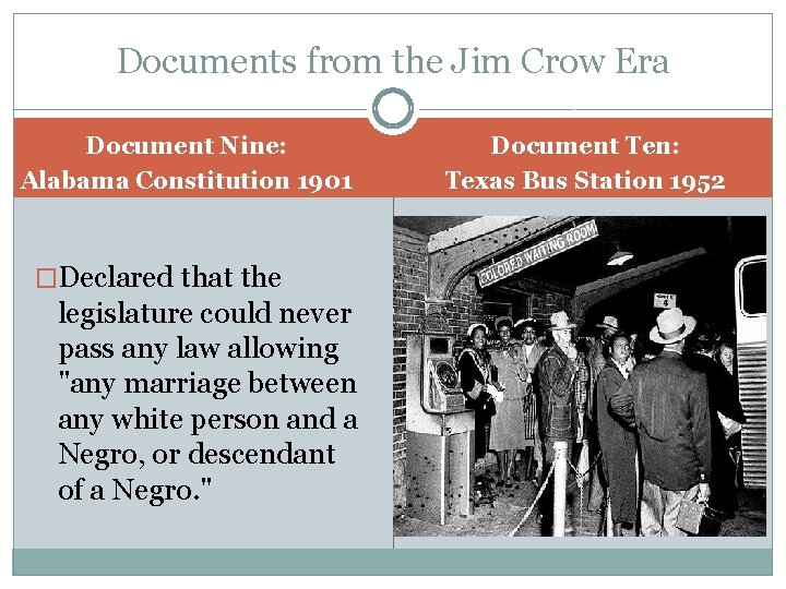 Documents from the Jim Crow Era Document Nine: Alabama Constitution 1901 �Declared that the Documents from the Jim Crow Era Document Nine: Alabama Constitution 1901 �Declared that the