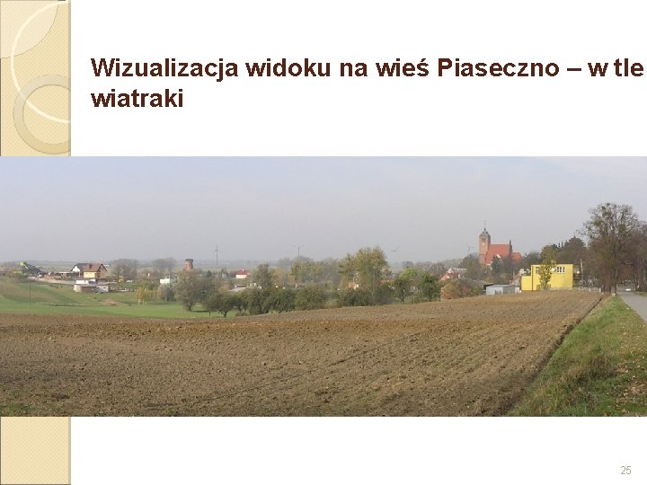 Wizualizacja widoku na wieś Piaseczno – w tle wiatraki 25 